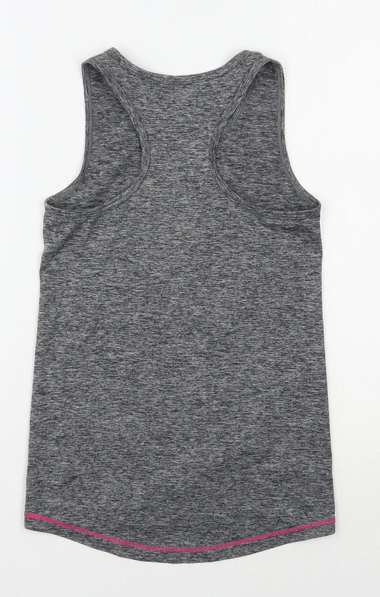 NEXT Girls Grey  Polyester Jersey Tank Size 9 Years Scoop Neck Pullover