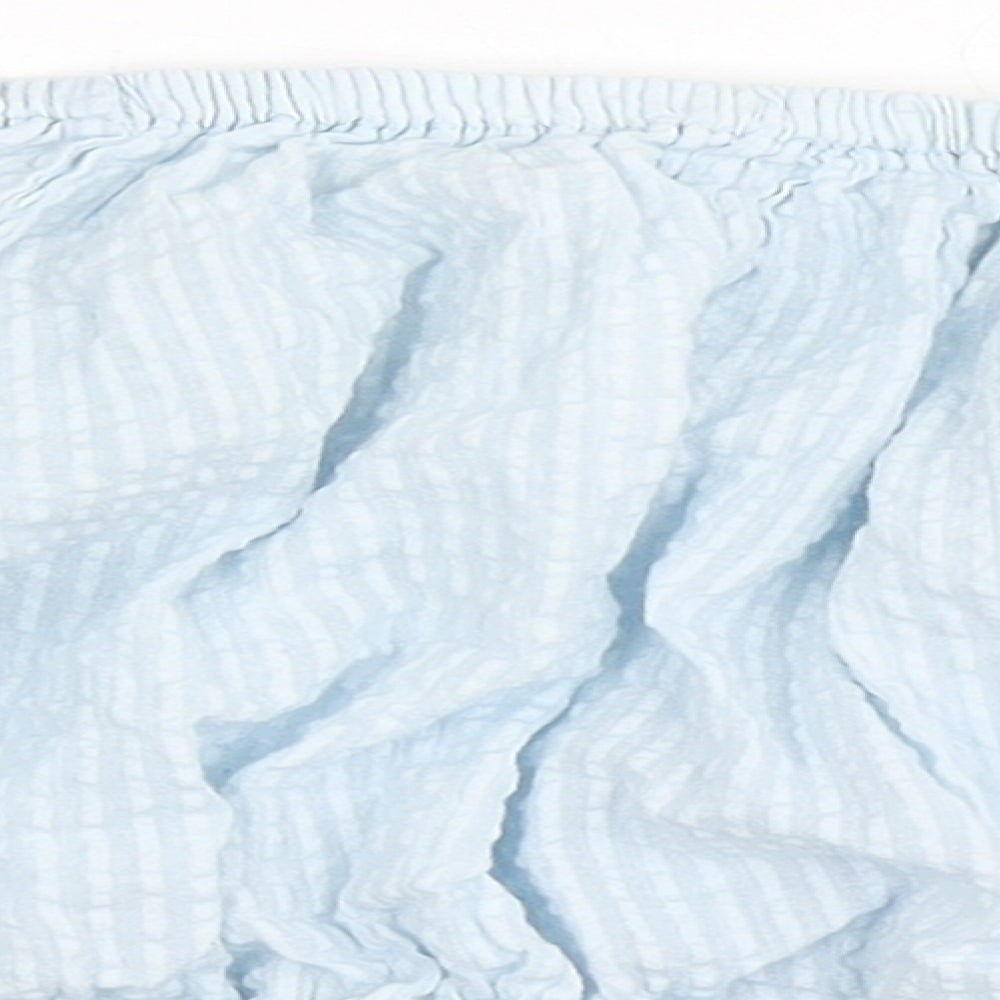 South Beach Womens Blue  100% Cotton Cropped Blouse Size M Off the Shoulder