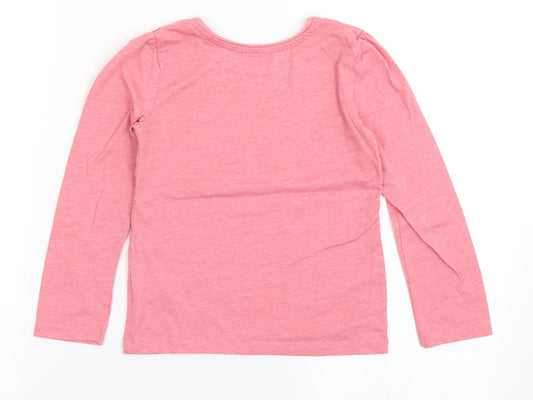 Young Dimension Girls Pink  Polyester Basic T-Shirt Size 5-6 Years Round Neck Pullover - Sparkle