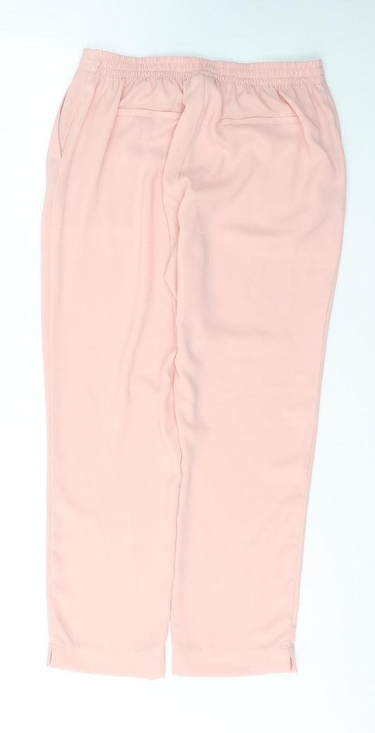 Damart Womens Pink  Polyester Trousers  Size 12 L27 in Regular Tie