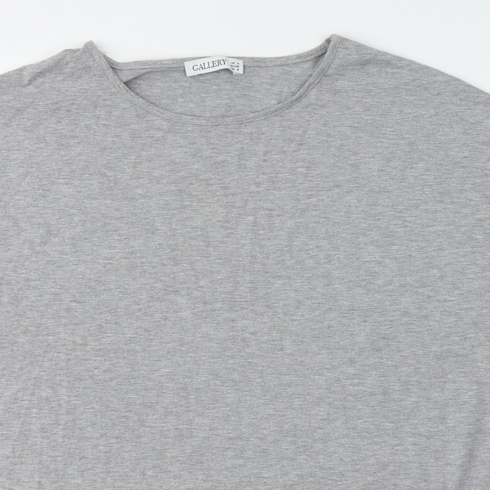 Gallery Womens Grey Colourblock Polyester  Blouse Size M Round Neck