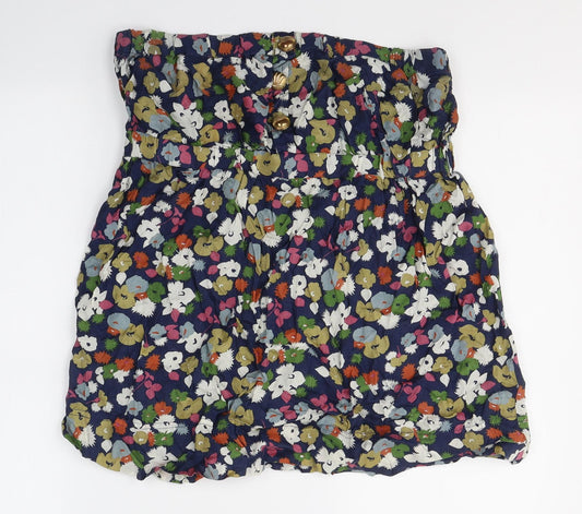 New Look Womens Blue Floral Viscose Basic Blouse Size 16 Off the Shoulder