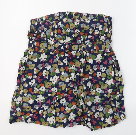 New Look Womens Blue Floral Viscose Basic Blouse Size 16 Off the Shoulder