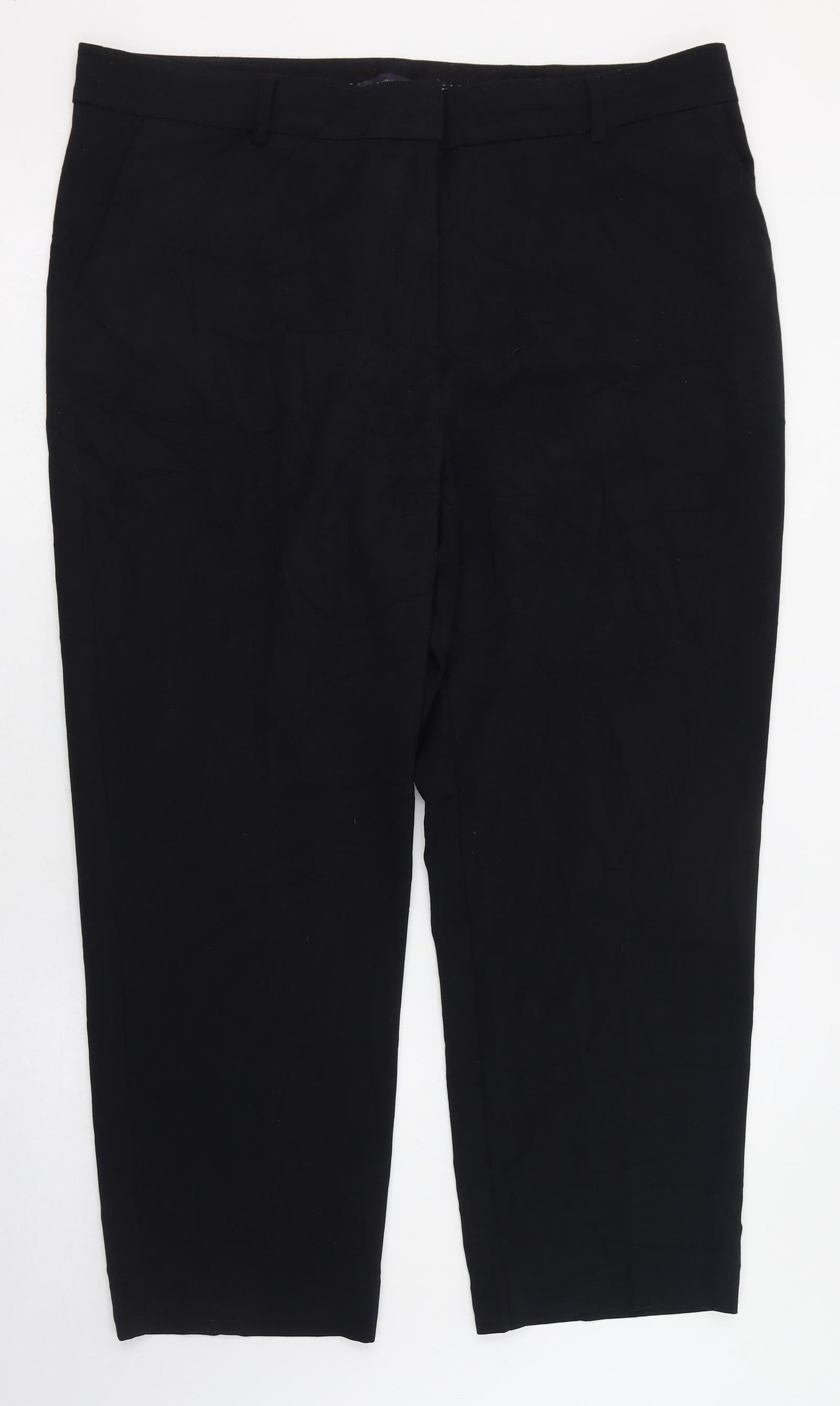 Marks and Spencer Womens Black  Polyester Trousers  Size 14 L26 in Regular Zip