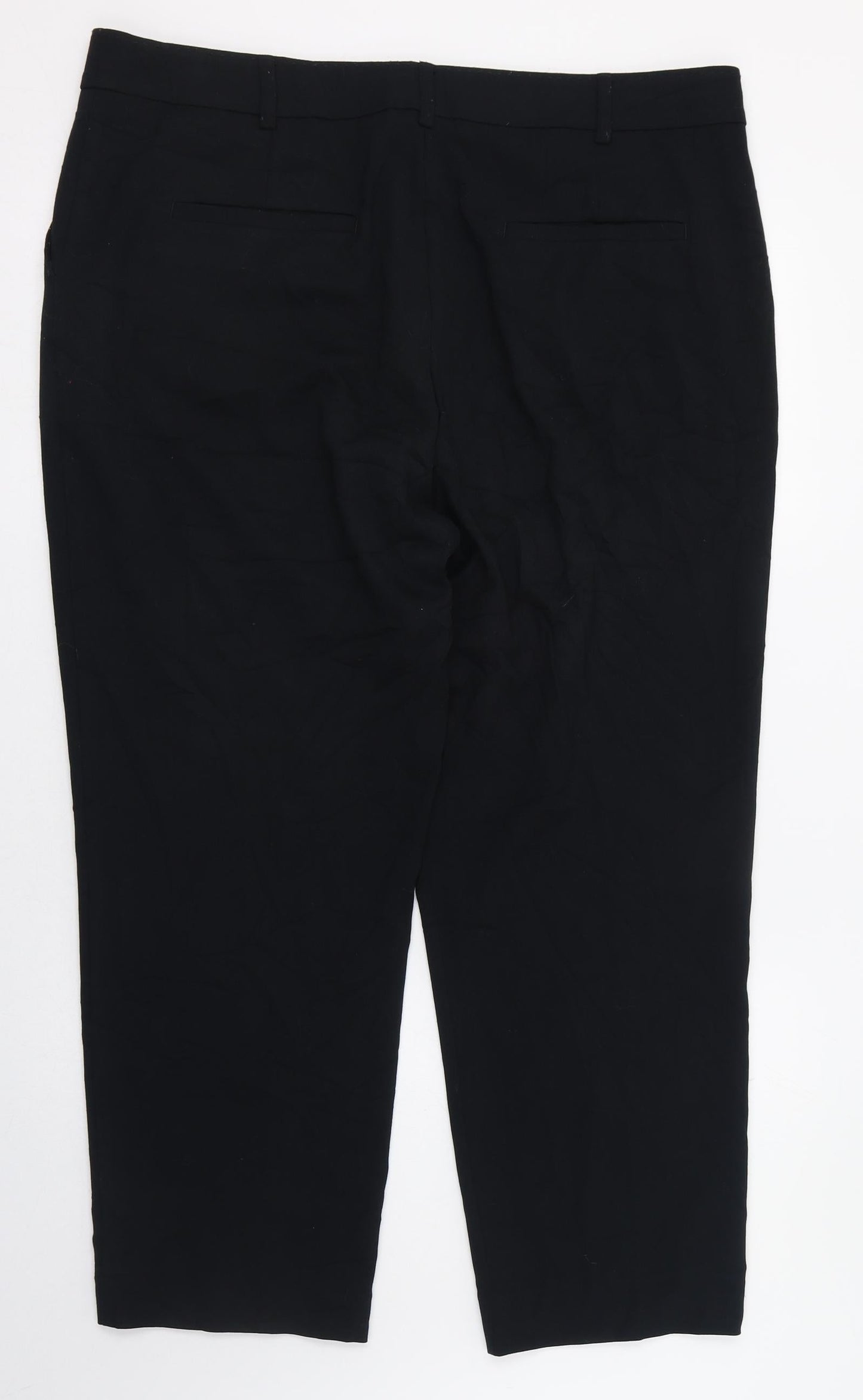 Marks and Spencer Womens Black  Polyester Trousers  Size 14 L26 in Regular Zip