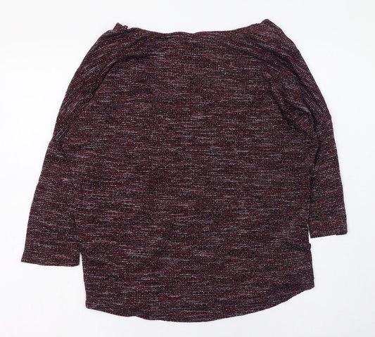 Marks and Spencer Womens Purple  Viscose Basic T-Shirt Size 8 Round Neck