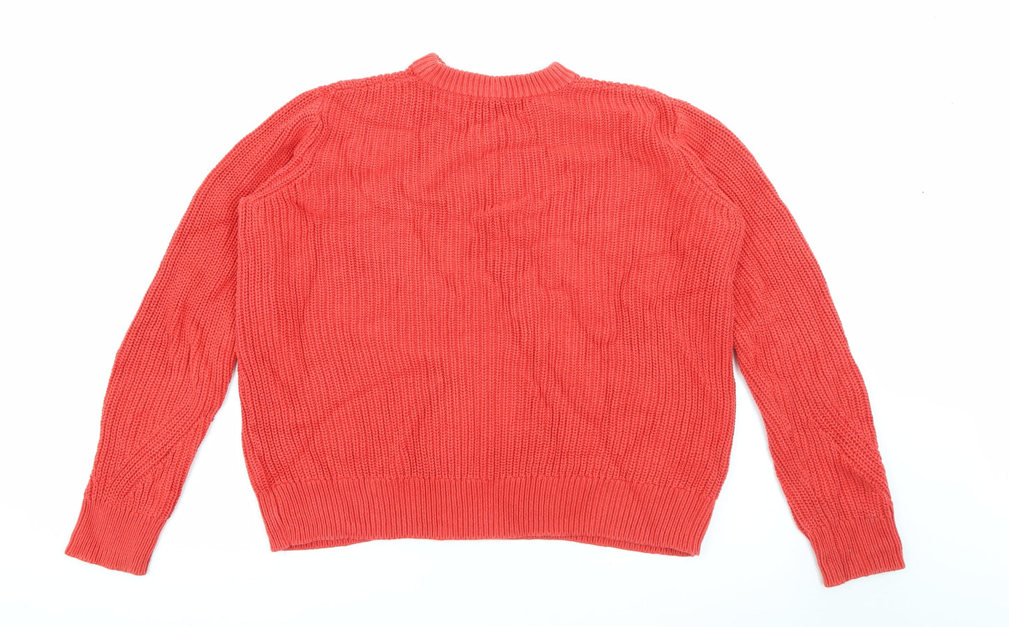 Marks and Spencer Womens Red Crew Neck  Cotton Pullover Jumper Size M