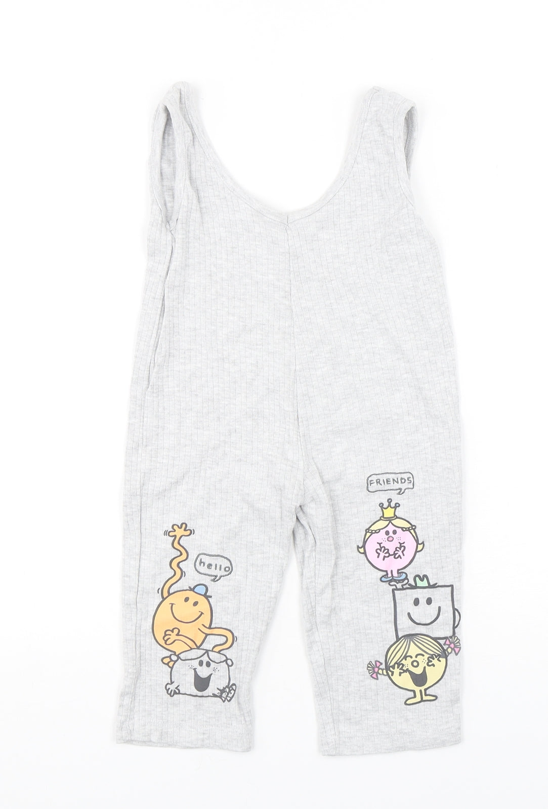 Primark Girls Grey  Cotton Dungaree One-Piece Size 9-12 Months  Pullover - Little Miss