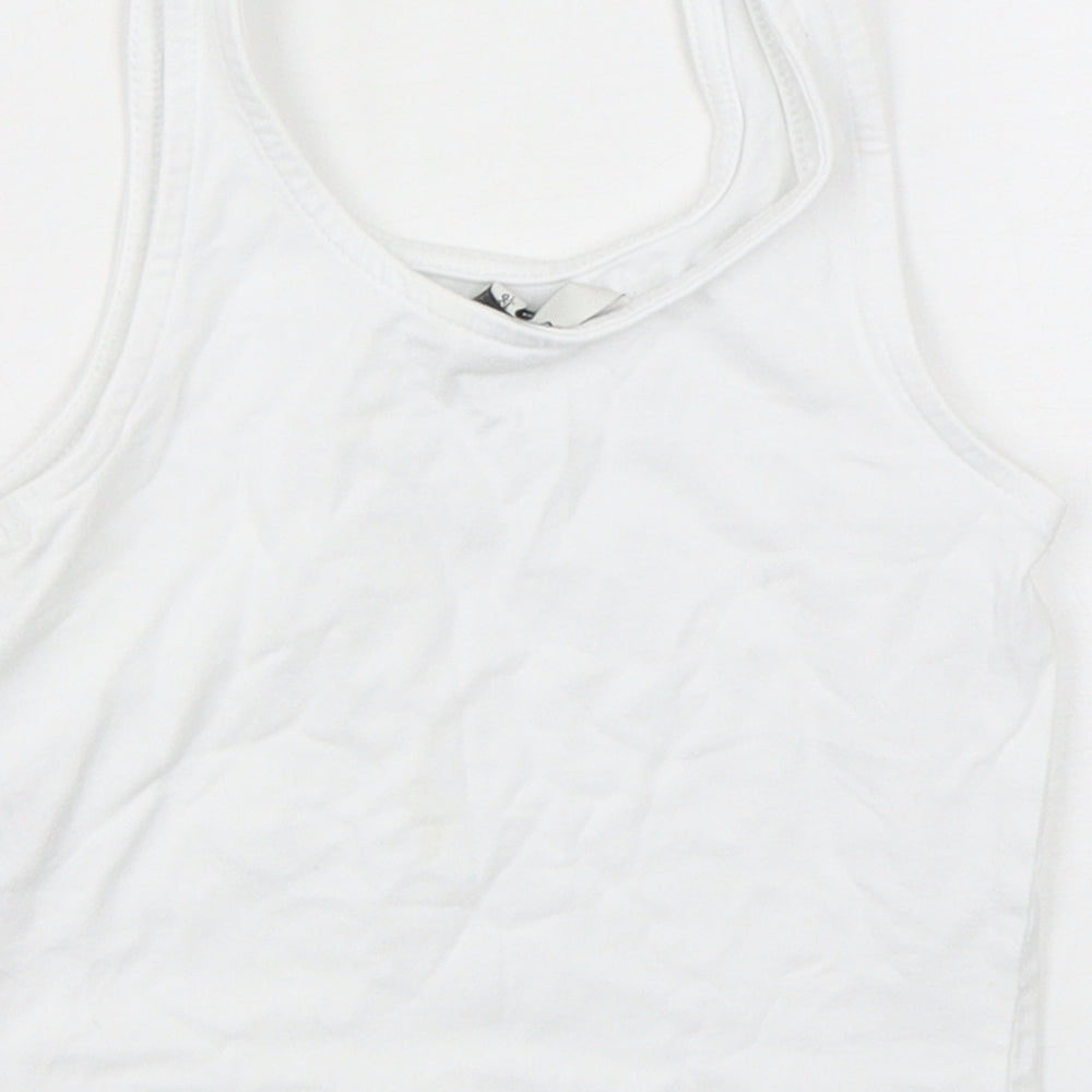 George Girls White  Cotton Cropped Tank Size 5-6 Years Round Neck Pullover