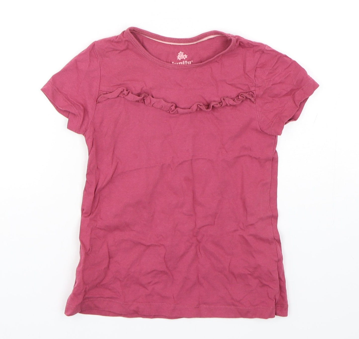 Lupilu Girls Purple  Cotton Basic T-Shirt Size 5-6 Years Round Neck Pullover