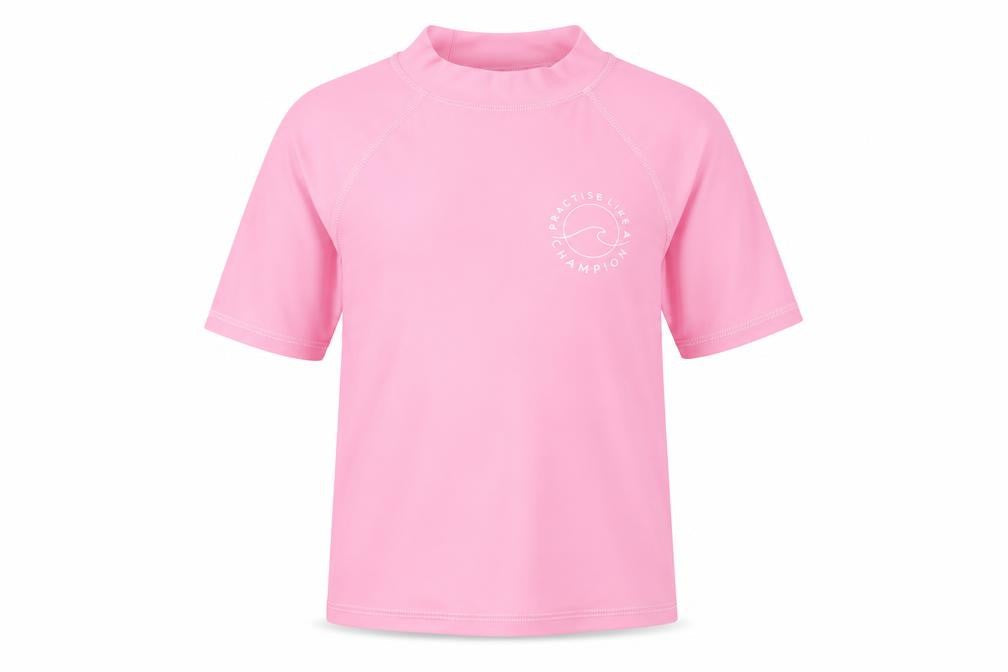 Marks Girls Pink  Polyamide Pullover T-Shirt Size 6-7 Years Mock Neck Pullover