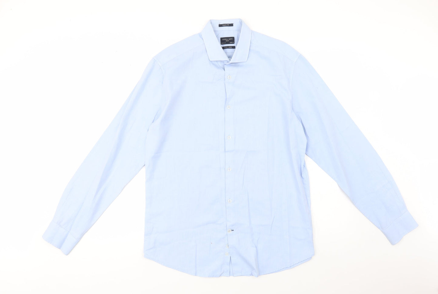 Sfera Men Mens Blue  Cotton  Dress Shirt Size L Collared Button