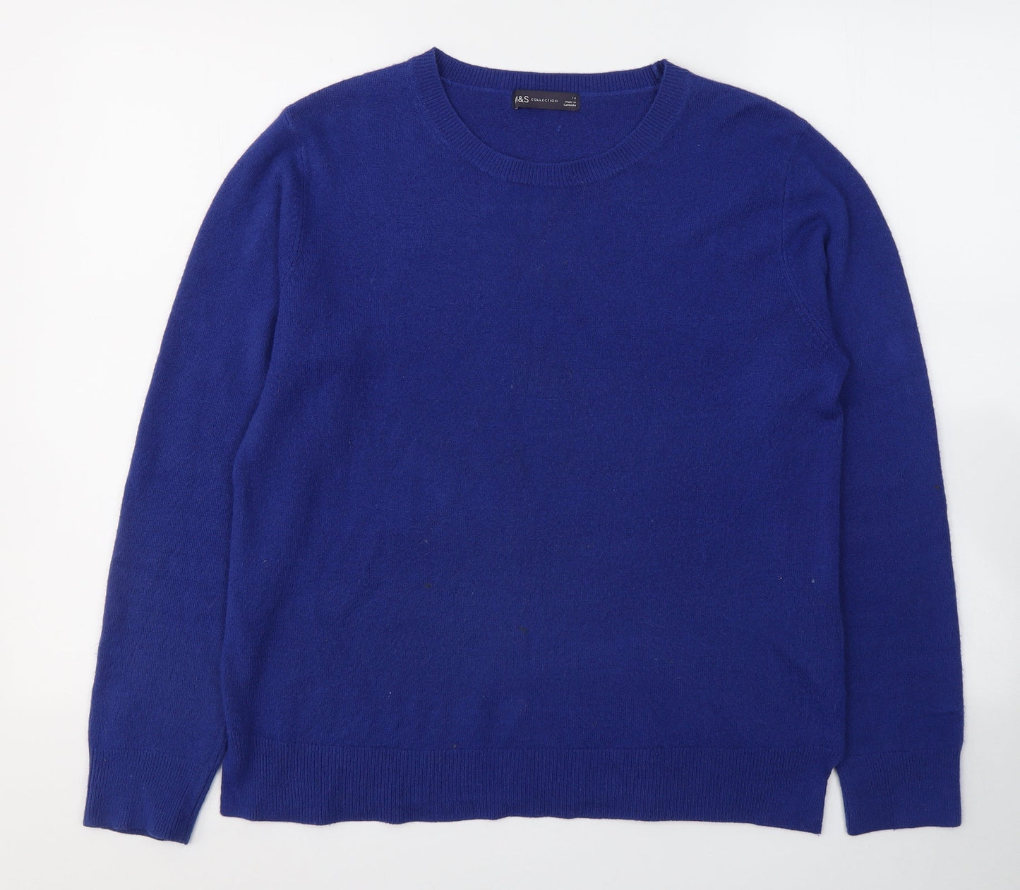 Marks and Spencer Womens Blue  Acrylic Basic Blouse Size 14 Round Neck