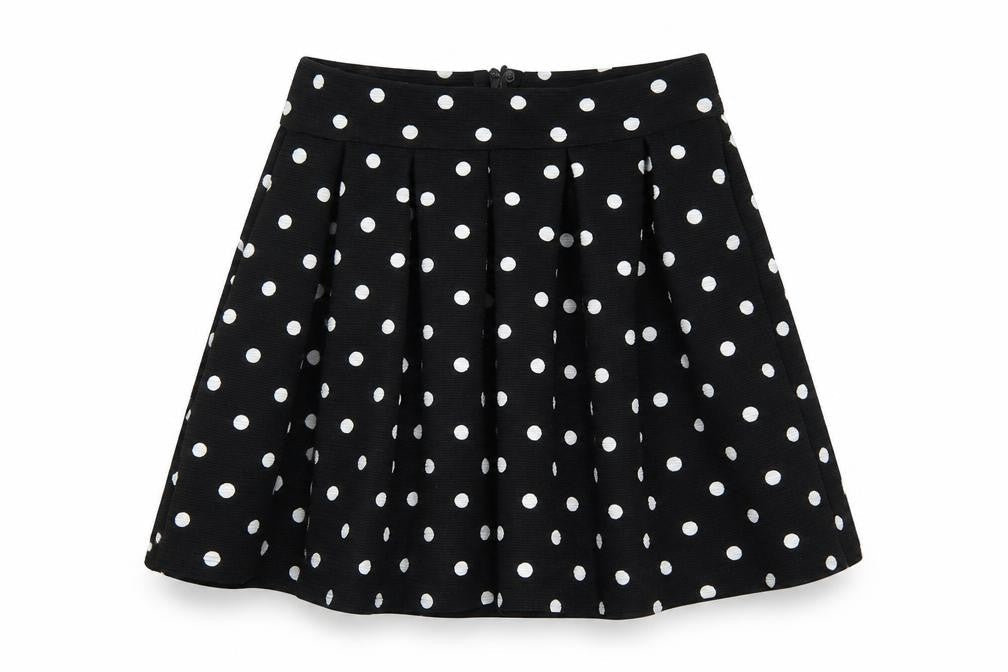 Dunnes Girls Black Polka Dot Polyester Skater Skirt Size 8 Years  Regular Zip