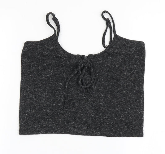 FACTORIE Womens Grey  Polyester Cropped T-Shirt Size S Round Neck