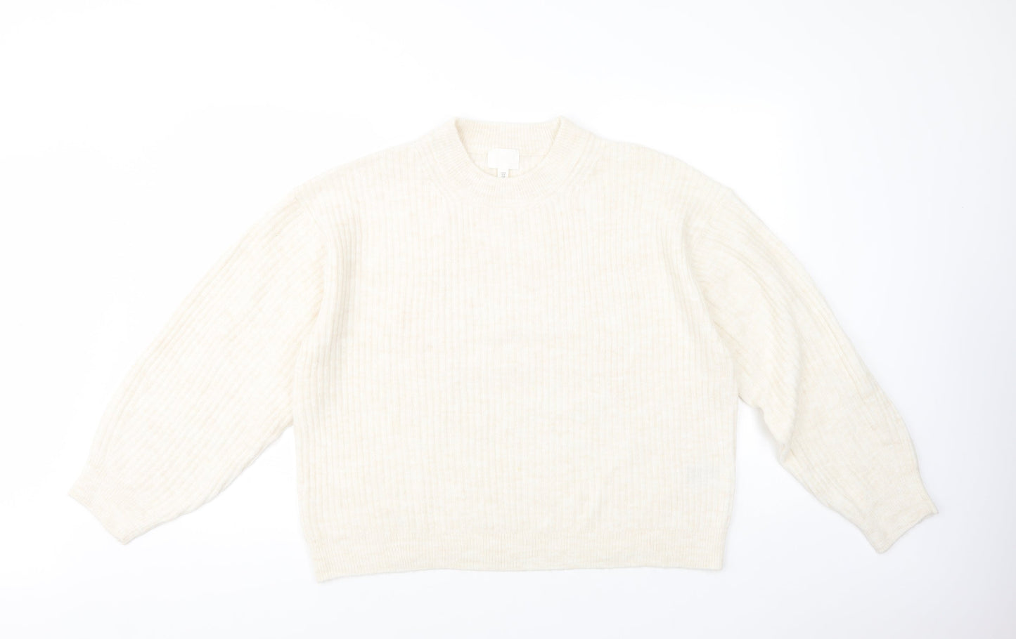 H&M Womens Beige Crew Neck  Polyester Pullover Jumper Size M
