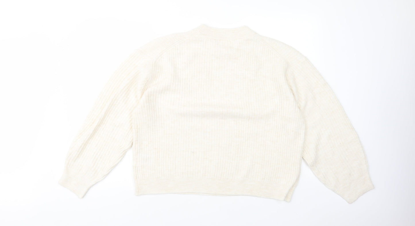 H&M Womens Beige Crew Neck  Polyester Pullover Jumper Size M