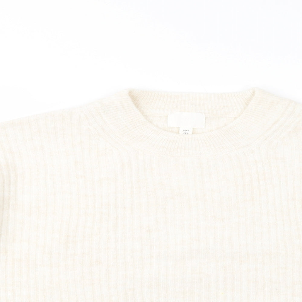 H&M Womens Beige Crew Neck  Polyester Pullover Jumper Size M