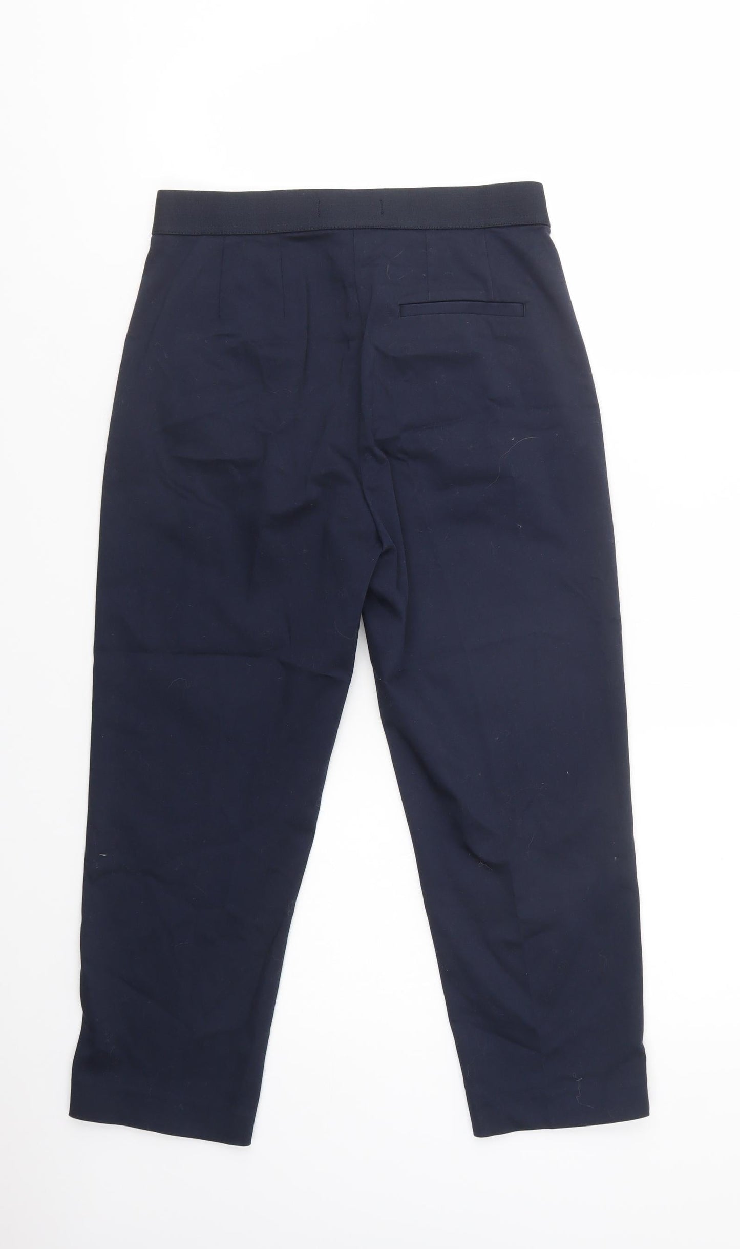 Marks Womens Blue  Cotton Dress Pants Trousers Size 8 L24 in Regular Button