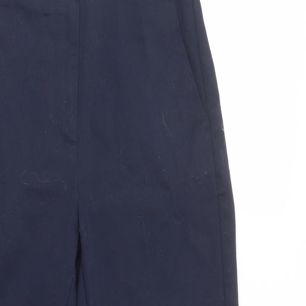 Marks Womens Blue  Cotton Dress Pants Trousers Size 8 L24 in Regular Button