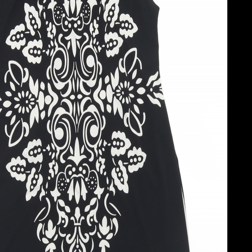 PussyCat Womens Black  Polyester Tunic Blouse Size S Round Neck