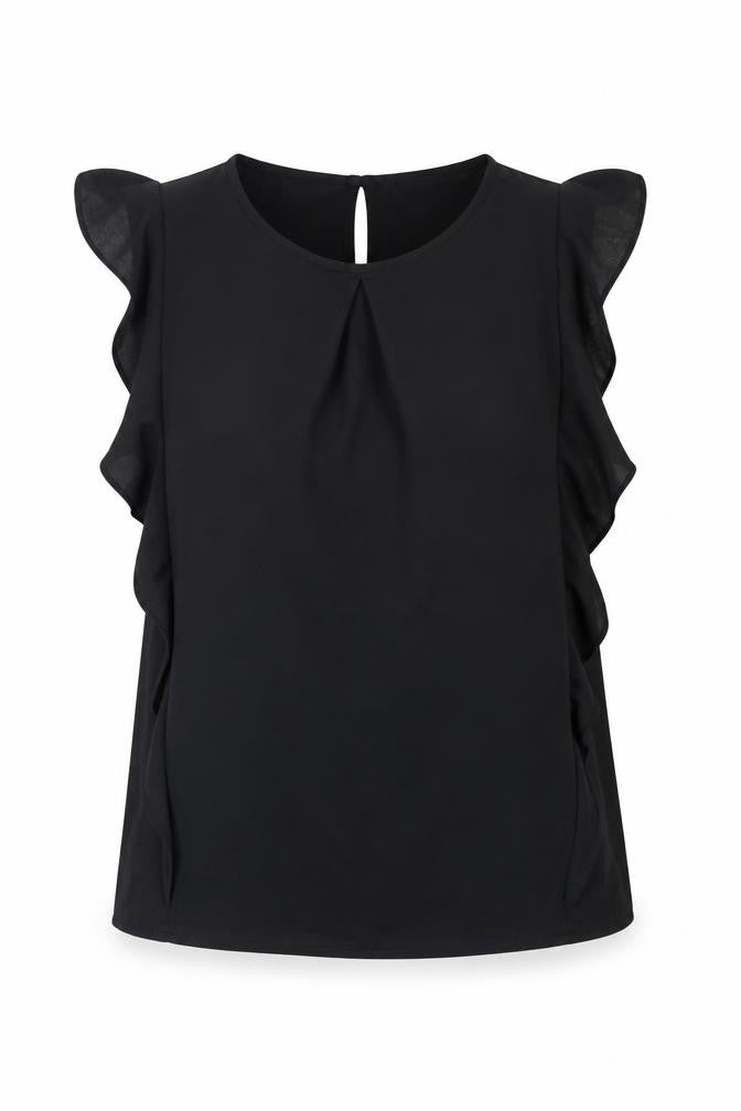 Boohoo Womens Black  Polyester Basic Blouse Size 10 Round Neck