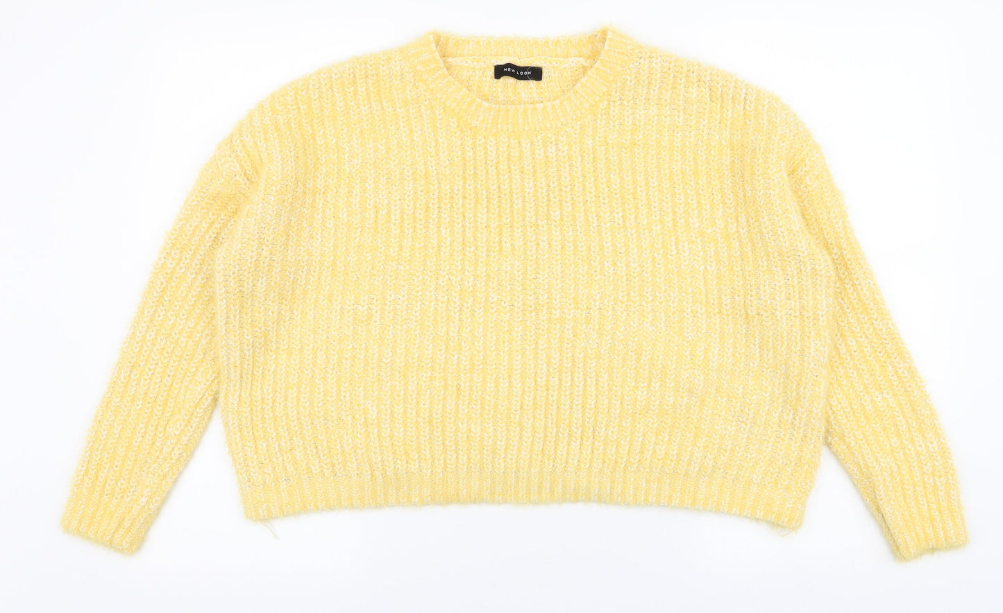 New Look Womens Yellow Round Neck  Acrylic Pullover Jumper Size M