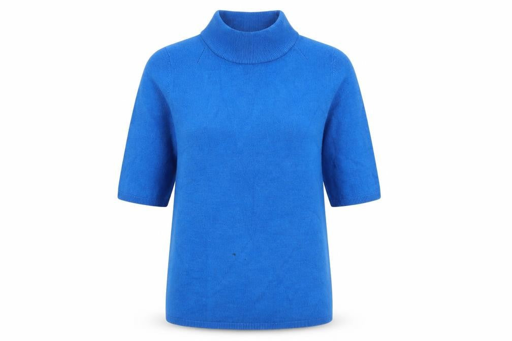 Marks and Spencer Womens Blue High Neck  Acrylic Pullover Jumper Size 8