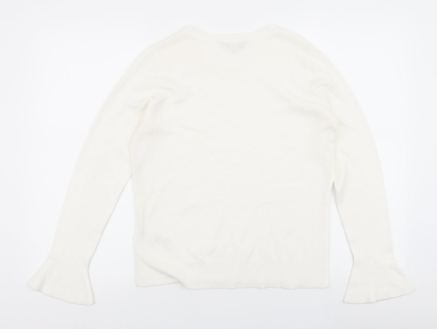 dorothy perkins  Womens White Round Neck  Acrylic Pullover Jumper Size 12