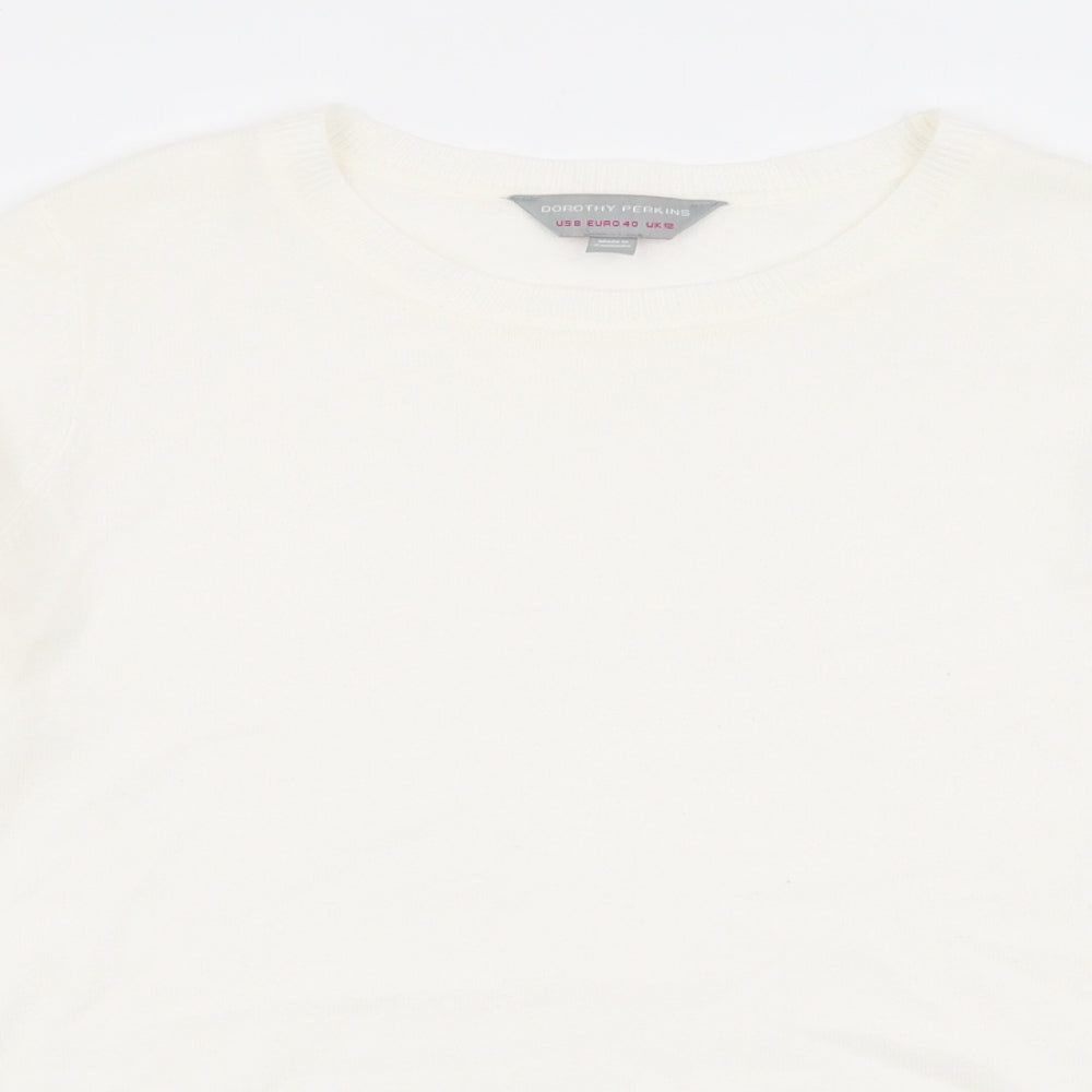 dorothy perkins  Womens White Round Neck  Acrylic Pullover Jumper Size 12