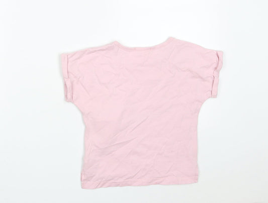 NNJXD Girls Pink  100% Cotton Basic T-Shirt Size 10-11 Years Round Neck  - Unicorn