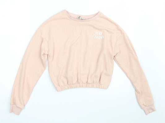 E-vie Girls Pink  Polyester Pullover Sweatshirt Size 11-12 Years   - Stay Strong