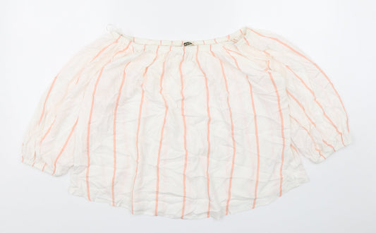 Miss Selfridge Womens Multicoloured Striped Viscose Basic Blouse Size 14 Boat Neck
