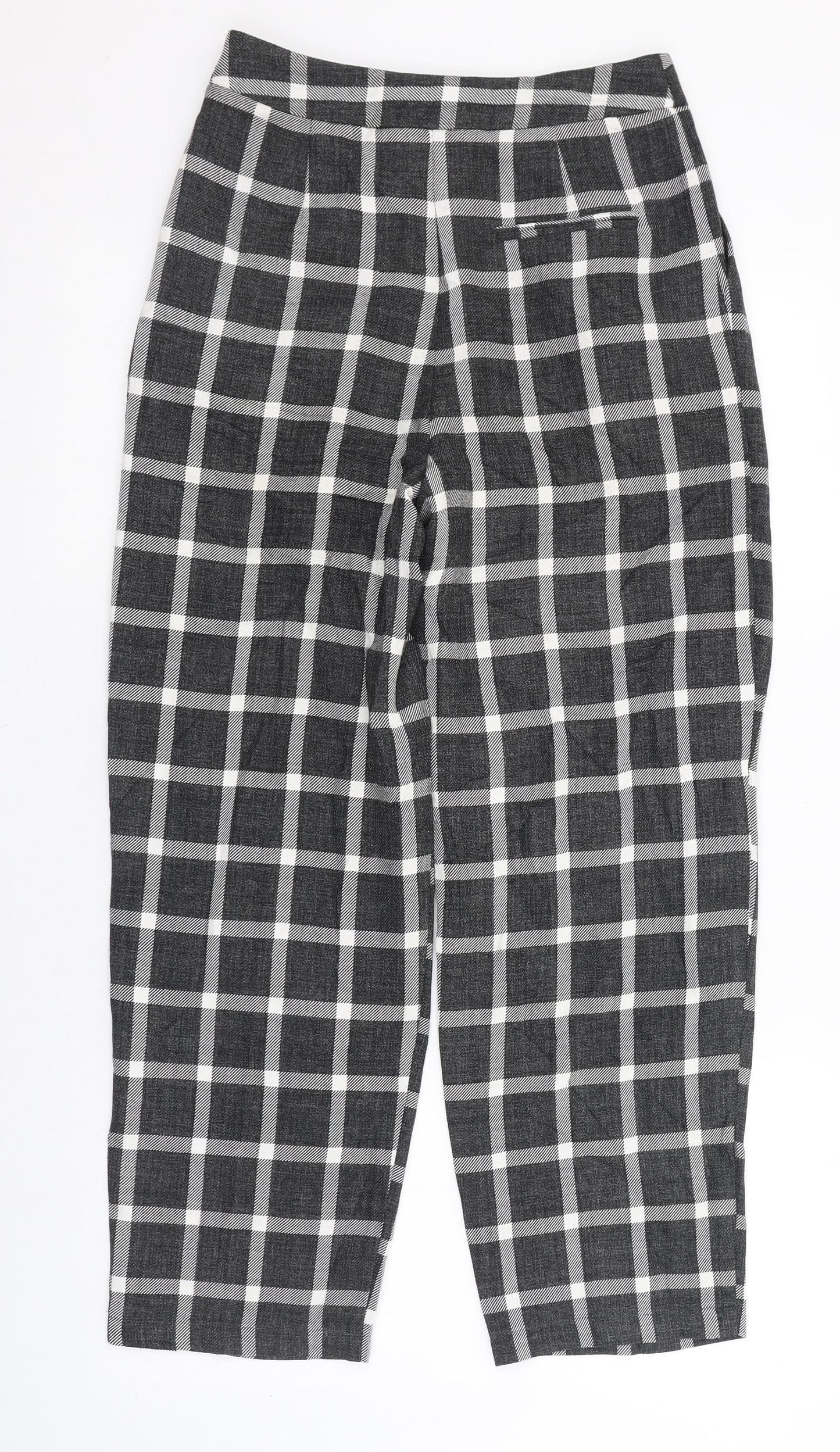 Light Before Dark Womens Grey Check Polyester Carrot Trousers Size 6 L26 in Regular Zip