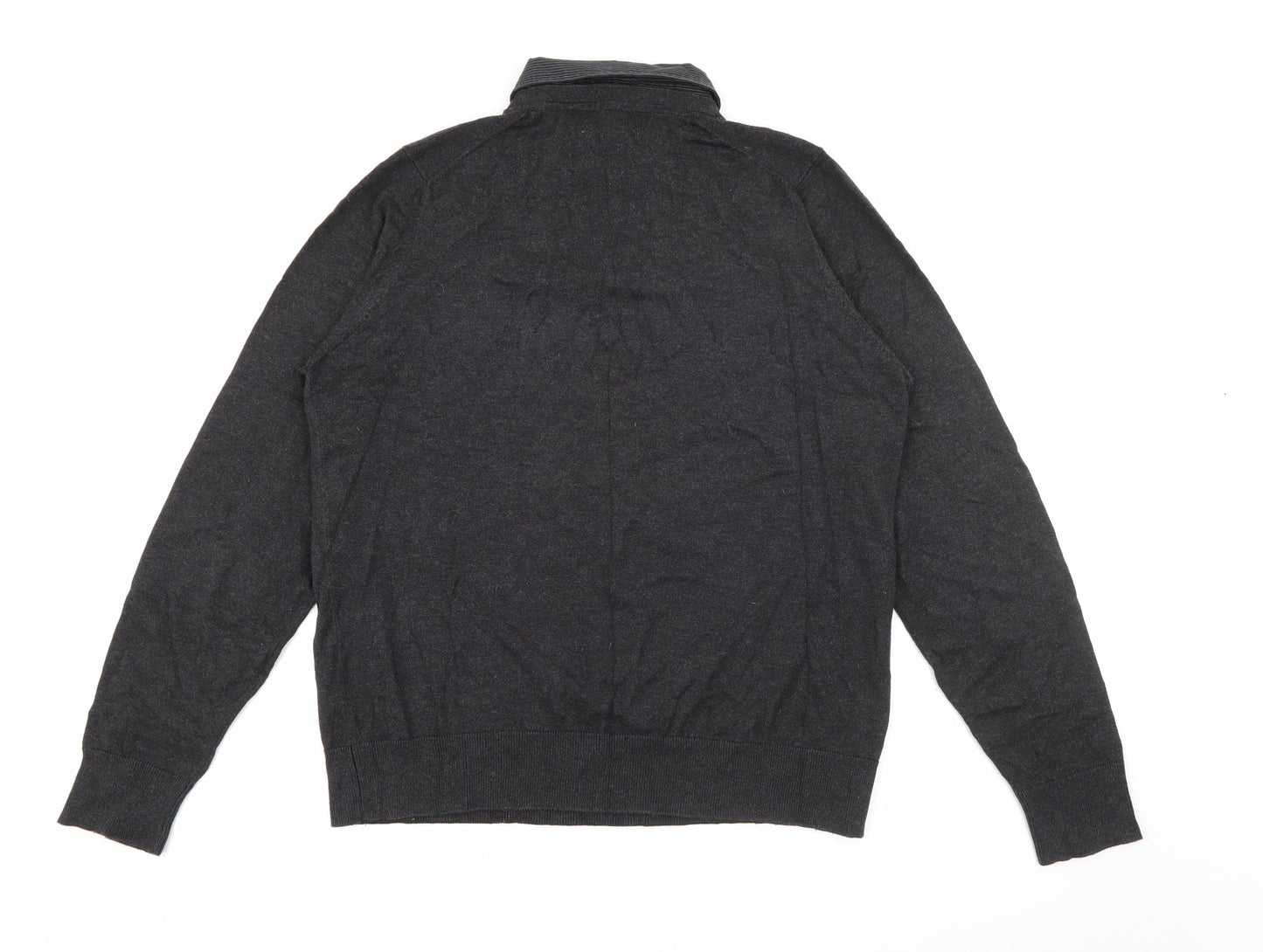 Marks and Spencer Mens Grey V-Neck  Cotton Pullover Jumper Size M