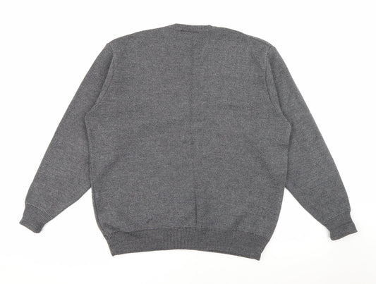 Marks and Spencer Mens Grey V-Neck  Acrylic Pullover Jumper Size L