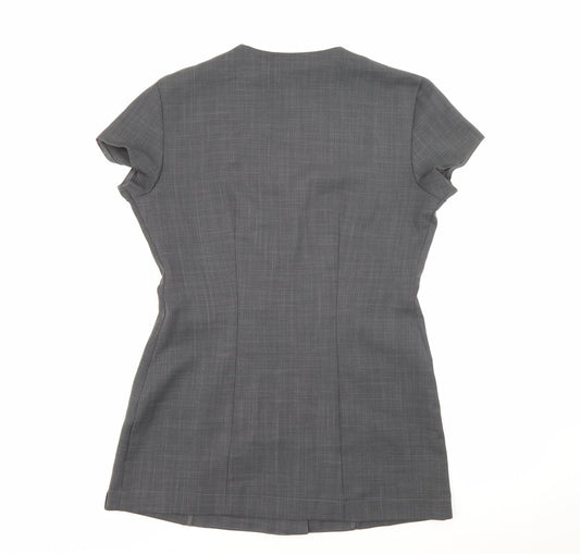 Florenceroby Womens Grey  Polyester Basic Button-Up Size 8 Square Neck