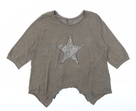 Preworn Womens Brown Scoop Neck  Cotton Pullover Jumper Size 6   - Star