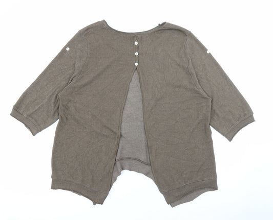 Preworn Womens Brown Scoop Neck  Cotton Pullover Jumper Size 6   - Star
