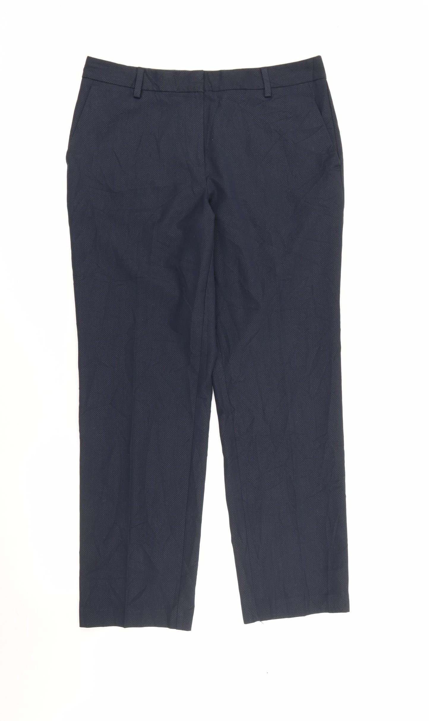 Marks and Spencer Womens Blue  Polyester Carrot Trousers Size 12 L28 in Regular Zip