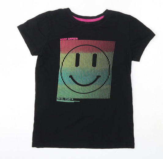 URBN DEPT  Boys Black  100% Cotton Basic T-Shirt Size 8 Years Round Neck