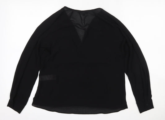 New Look Womens Black  Polyester Basic Blouse Size 8 V-Neck