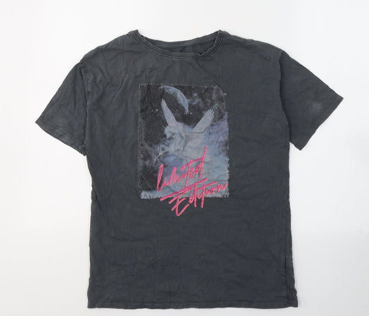 NEXT Girls Grey  Cotton Pullover T-Shirt Size 10 Years Round Neck Pullover