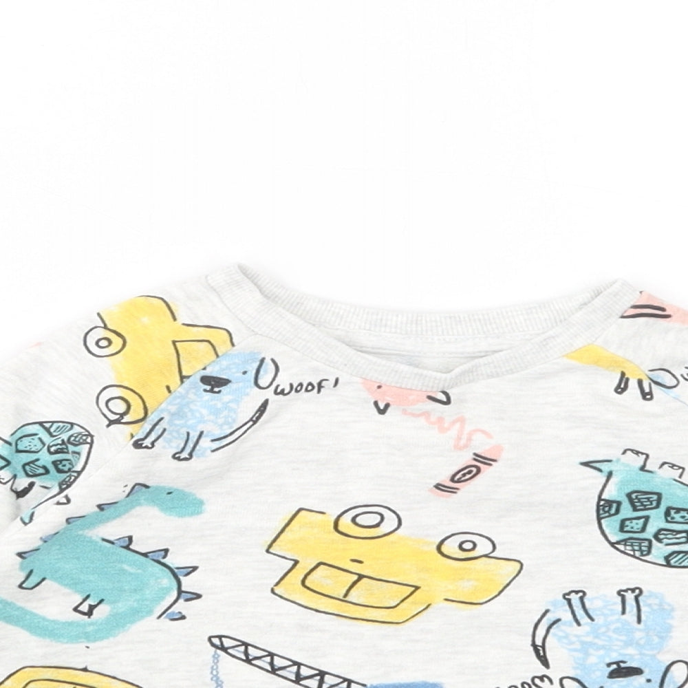 Matalan Baby Grey Geometric Cotton Pullover Jumper Size 9-12 Months  Pullover - Vehicles And Animals
