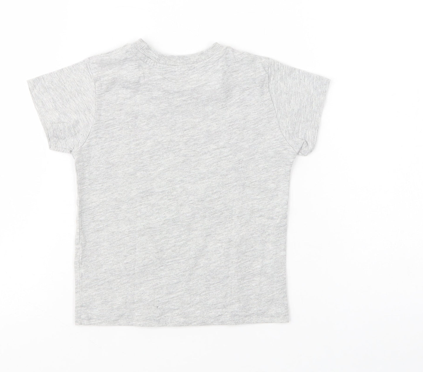 Matalan  Grey  Cotton Basic T-Shirt Size 12-18 Months Crew Neck Pullover - Diggers