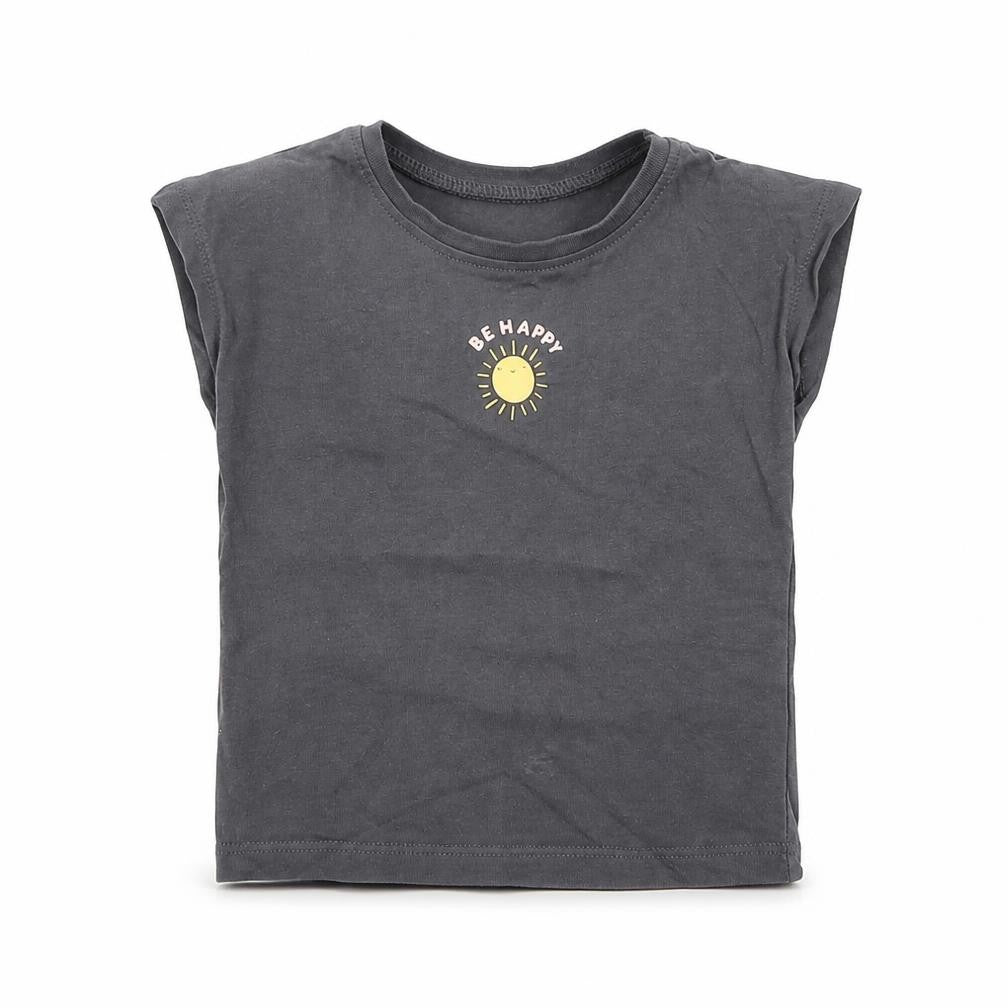 George Baby Grey  Cotton Basic T-Shirt Size 9-12 Months Crew Neck Pullover - Be Happy