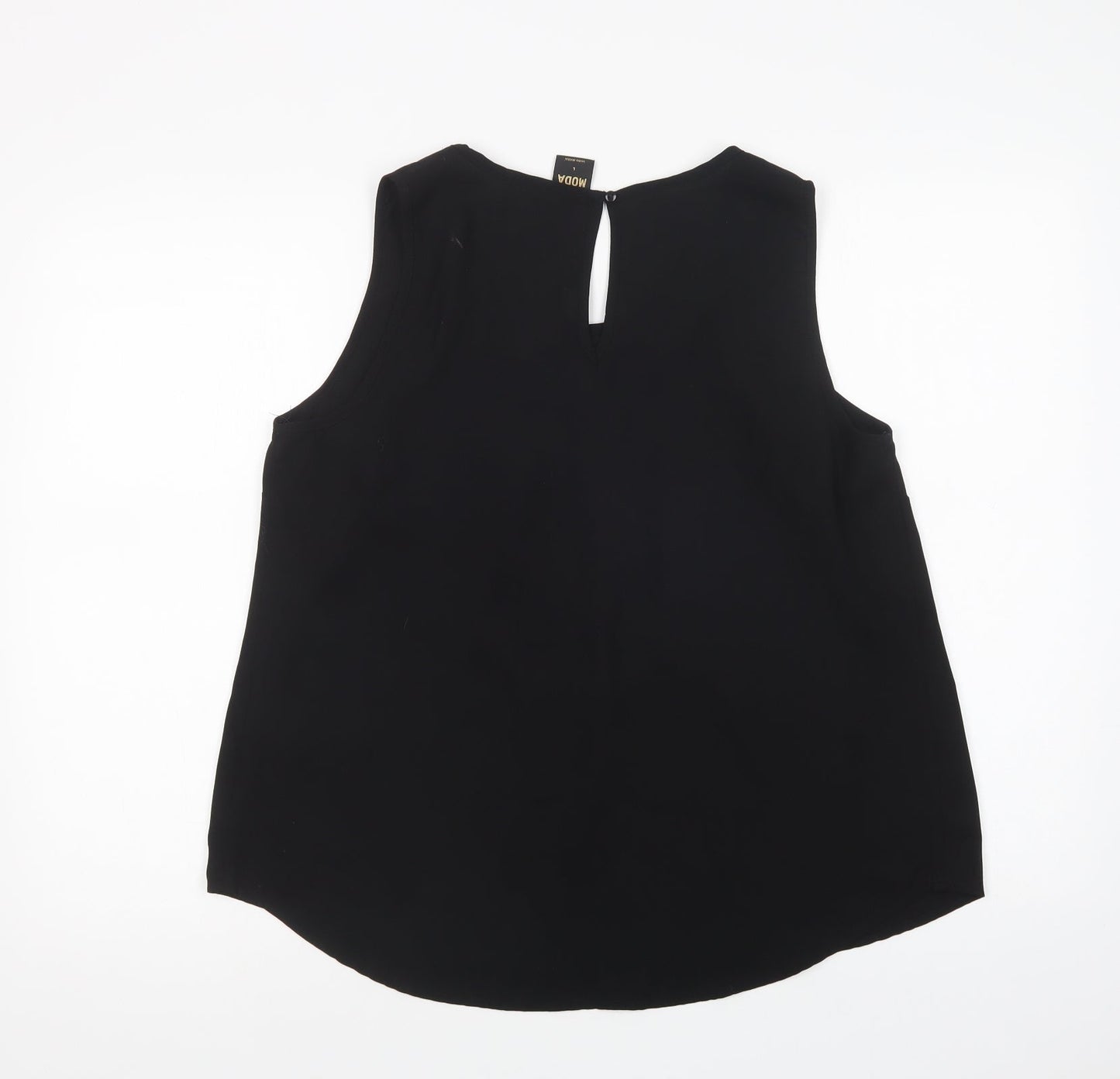 VERO MODA Womens Black  Polyester Basic Blouse Size L Scoop Neck - Embellished Neckline