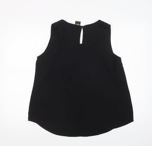 VERO MODA Womens Black  Polyester Basic Blouse Size L Scoop Neck - Embellished Neckline