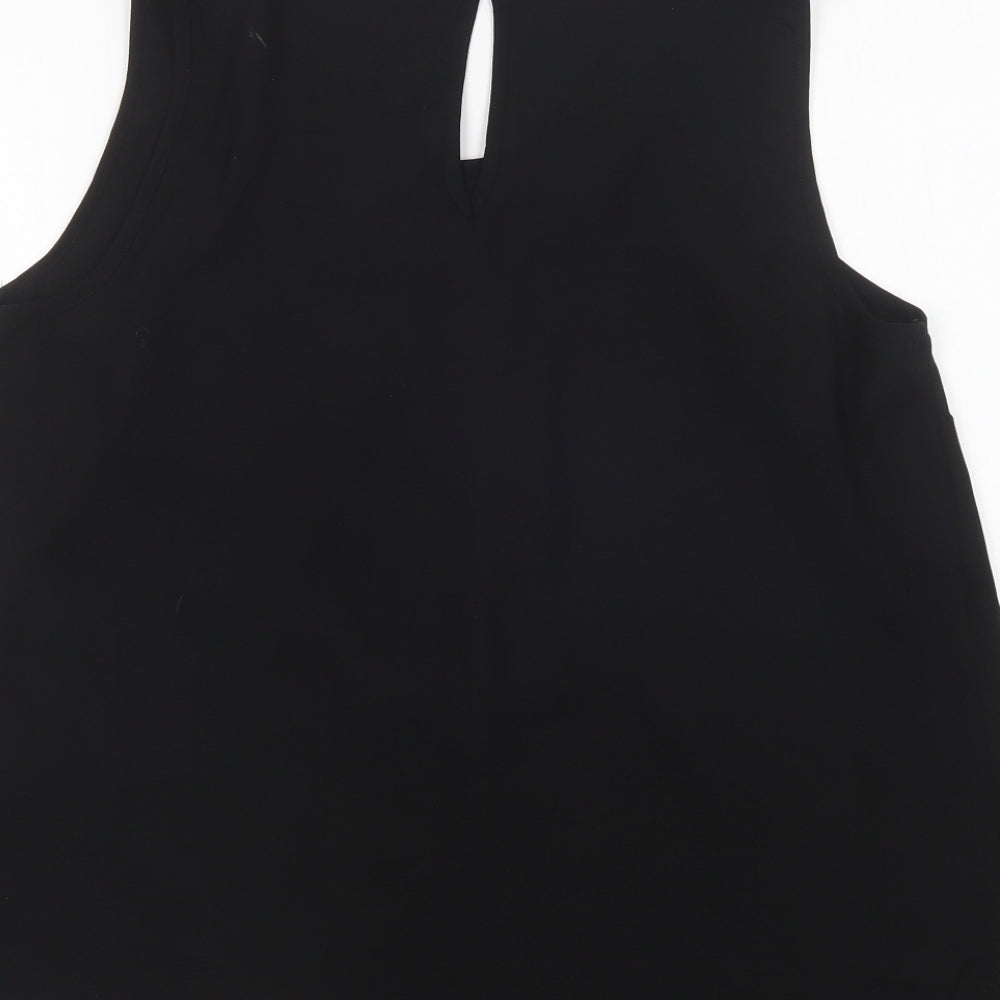 VERO MODA Womens Black  Polyester Basic Blouse Size L Scoop Neck - Embellished Neckline