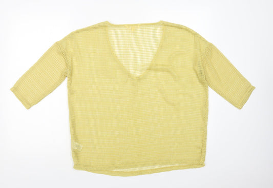 NEXT Womens Yellow  Polyester Basic Blouse Size 8 V-Neck